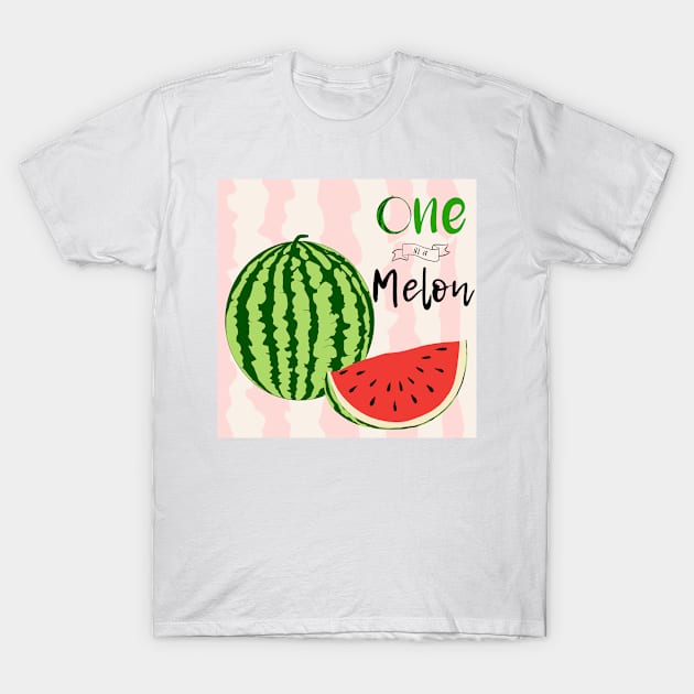 One In A Melon - Watermelon Quote T-Shirt by SemDesigns